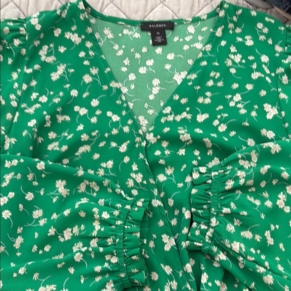 Wild Fable Green Ruched Wrap Blouse